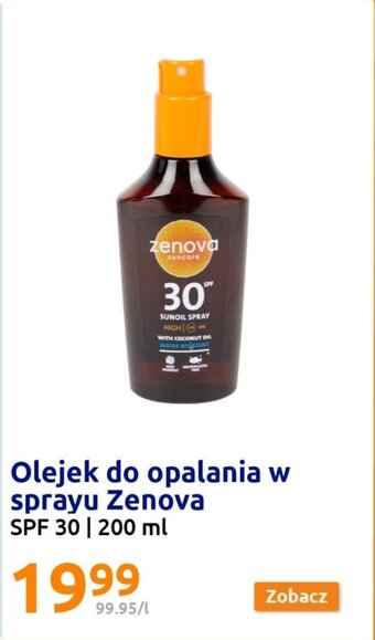 Action Olejek do opalania w sprayu Zenova SPF 30 | 200 ml oferta
