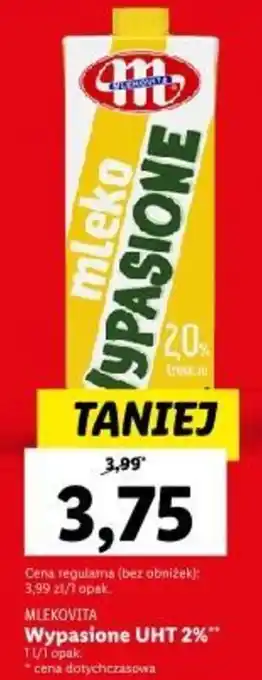 Lidl MLEKOVITA Wypasione UHT 2% 1l oferta