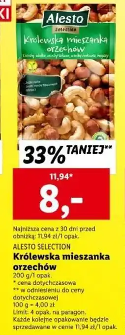 Lidl Alesto Królewska mieszanka orzechów 200g oferta