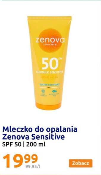 Action Mleczko do opalania Zenova Sensitive SPF 50 | 200 ml oferta