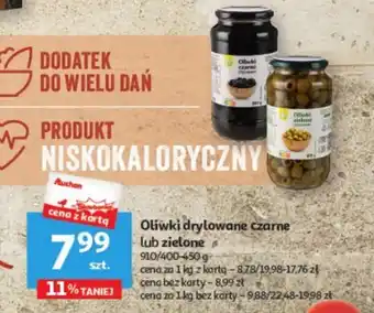 Auchan Oliwki drylowane czarne lub zielone 910/400-450 g oferta