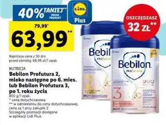 Lidl Bebilon Profutura 2, mleko następne po 6. mies. lub Bebilon Profutura 3, oferta