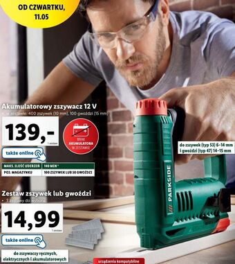 Lidl Zszywacz akumulatorowy 12 v parkside oferta