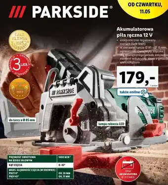 Lidl Piła akumulatorowa do gałęzi 12v parkside oferta