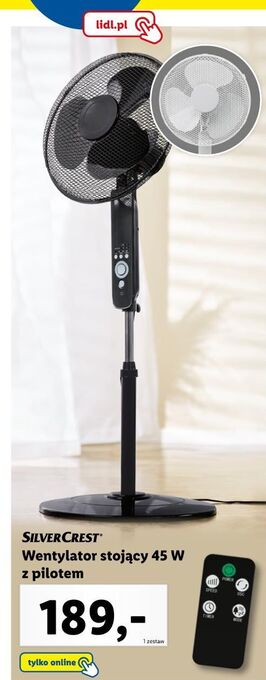 Lidl Wentylator stojący z pilotem 45 w silvercrest oferta