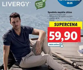 Lidl Spodnie męskie chino 48-56 livergy oferta