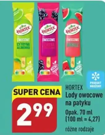 ALDI HORTEX Lody owocowe na patyku Opak. 70 ml oferta