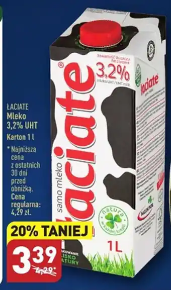 ALDI ŁACIATE Mleko 3,2% UHT Karton 11 oferta