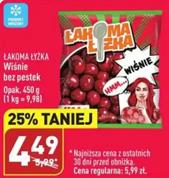 ALDI ŁAKOMA ŁYŻKA Wiśnie bez pestek Opak. 450 g oferta