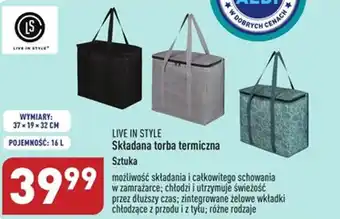 ALDI LIVE IN STYLE Składana torba termiczna Sztuka oferta