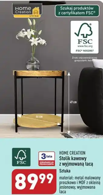 ALDI Home Creation Stolik kawowy z wyjmowaną tacą Sztuka oferta