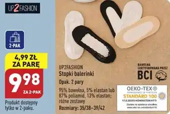 ALDI UP2FASHION Stopki balerinki Opak. 2 pary Rozmiary: 35/38-39/42 oferta
