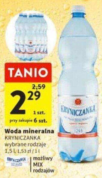 Intermarche Woda mineralna KRYNICZANKA 1,5 l, oferta