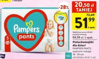 Intermarche Pieluchomajtki dla dzieci PAMPERS PANTS 36-56szt. oferta