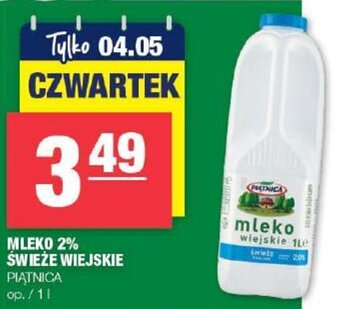 Spar MLEKO 2% ŚWIEŻE WIEJSKIE PIĄTNICA 1l oferta