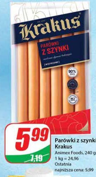 Dino Parówki z szynki krakus animex oferta
