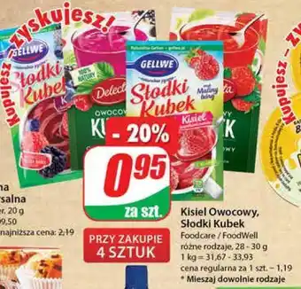 Dino Kisiel owoce leśne z kawałkami owoców gellwe słodki kubek oferta