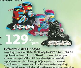Auchan Łyżworolki abec 5 style regulowane 31-34 oferta