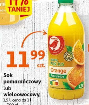 Auchan Sok pomarańczowy z miąższem auchan różnorodne (logo czerwone) oferta