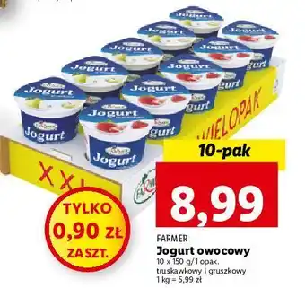 Lidl Jogurt truskawka + jogurt gruszka farmer oferta
