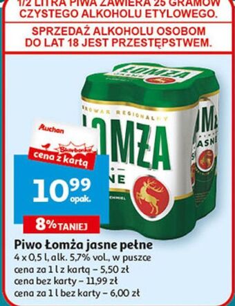Auchan Piwo łomża jasne (dawniej export) oferta