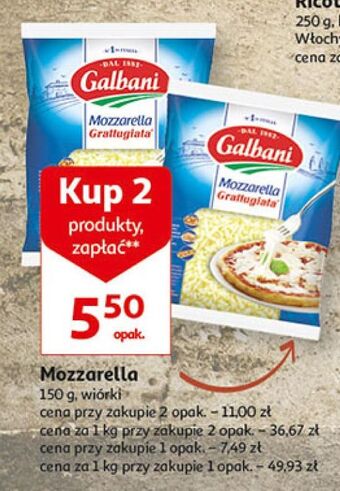 Auchan Ser mozzarella wiórki galbani oferta