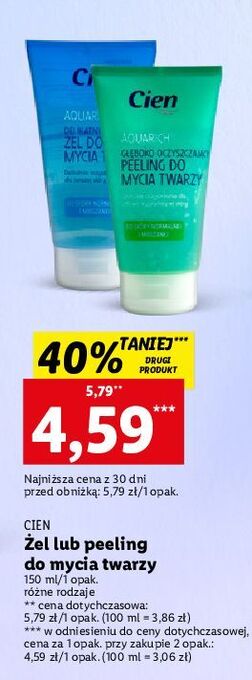 Lidl Żel peeling do mycia twarzy cien aqua rich oferta