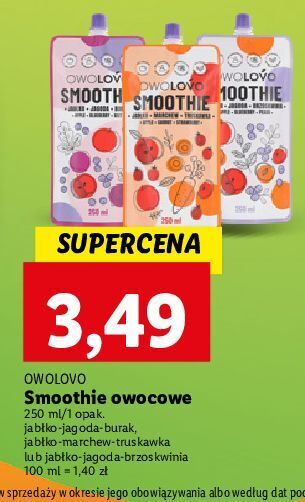Lidl Smoothie jabłko-marchew-truskawka owolovo oferta