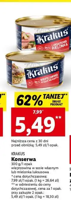 Lidl Mielonka luksusowa wieprzowa krakus animex oferta