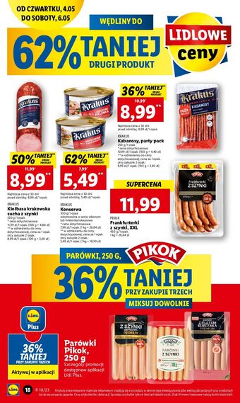 Lidl Kiełbasa krakowska sucha krakus animex oferta