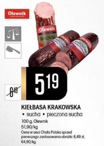 Chata Polska KIEŁBASA KRAKOWSKA 100 g, Olewnik oferta