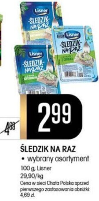 Chata Polska ŚLEDZIK NA RAZ 100 g, Lisner oferta
