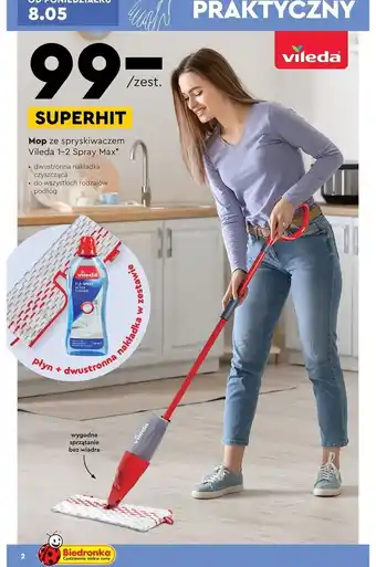 Biedronka Vileda Mop ze spryskiwaczem 1-2 Spray Max* oferta
