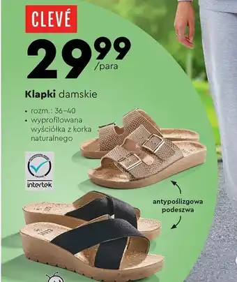 Biedronka CLEVÉ Klapki damskie • rozm.: 36-40 oferta