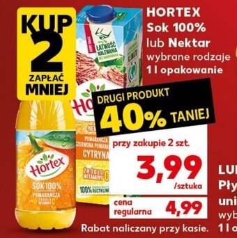 Kaufland Hortex Sok 100% lub Nektar 1l oferta