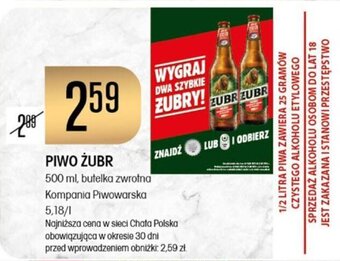 Chata Polska PIWO ŻUBR 500 ml, butelka zwrotna Kompania Piwowarska oferta