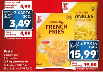 Kaufland Frytki karbowane lub proste 2,5 kg opakowanie oferta