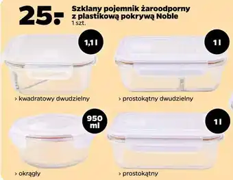 Szklany pojemnik żaroodporny z plastikową pokrywą noble
