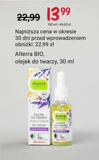 Rossmann Olejek do twarzy alterra oferta