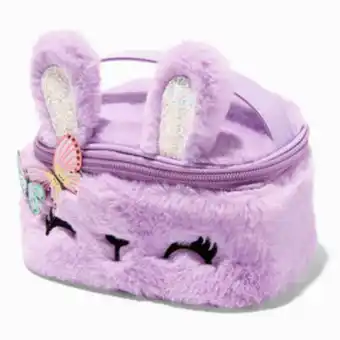 Claire's Claire's club furry purple bunny makeup bag oferta