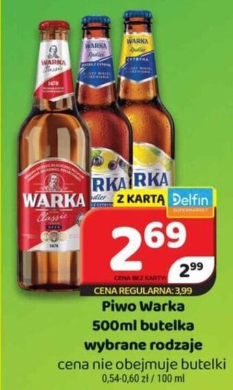 Delfin Piwo Warka 500ml butelka oferta