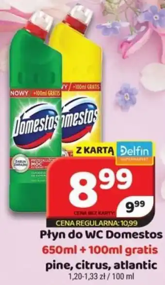 Delfin Płyn do WC Domestos 650ml + 100ml gratis oferta