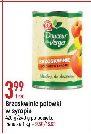 E.Leclerc Brzoskwinie połowki w syropie wiodąca marka douceur du verger oferta