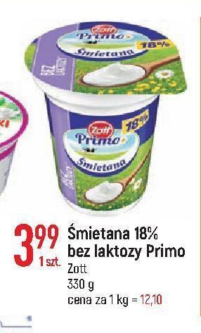E.Leclerc Śmietana 18 % bez laktozy zott primo oferta