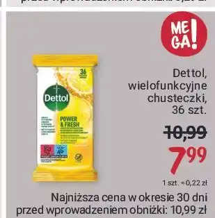Rossmann Chusteczki do czyszczenia antybakteryjne power & fresh cytrynowe dettol oferta