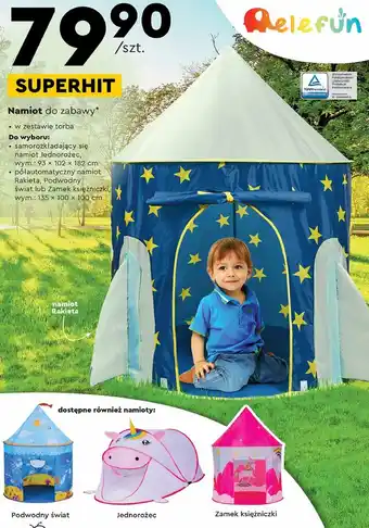 Biedronka Namiot samorozkładający się jednorożec 93 x 102 182 cm elefun oferta