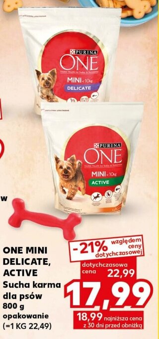 Kaufland ONE MINI DELICATE, ACTIVE Sucha karma dla psów 800 g oferta