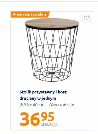 Stolik przystawny i kosz druciany w jednym