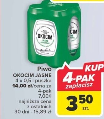 Carrefour Piwo OKOCIM JASNE 4 x 0,5 l oferta