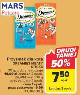 Carrefour Przysmak dla kota DREAMIES MEATY STICKS 30g oferta